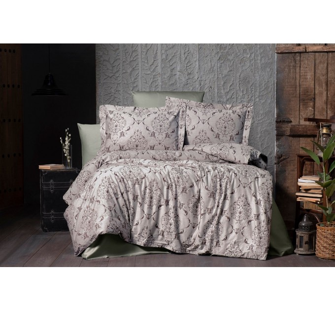 Постільна білизна Arya Vogue Органік Жаккард 350TC 200x220 Paris Антрацит - Сірий