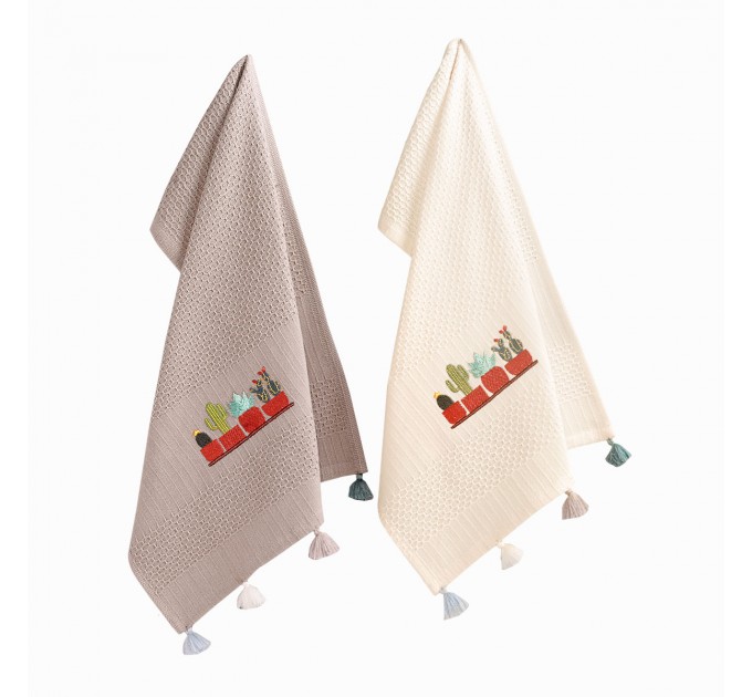 Набір Кухонних Рушників Arya З Вишивкою 65x39 2 Пр. Cactus