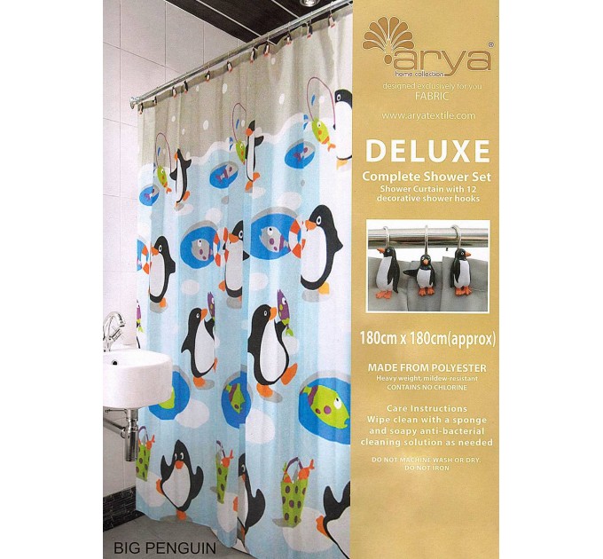 Штор для ванни Arya 180x180 Big Penguin