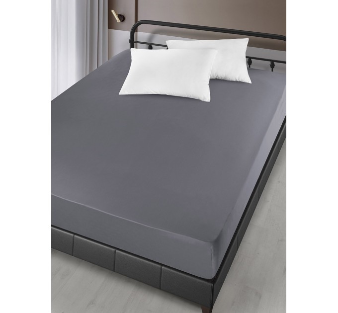 Простирадло Сатин Arya На Гумці 160x200+30cm London Сірий
